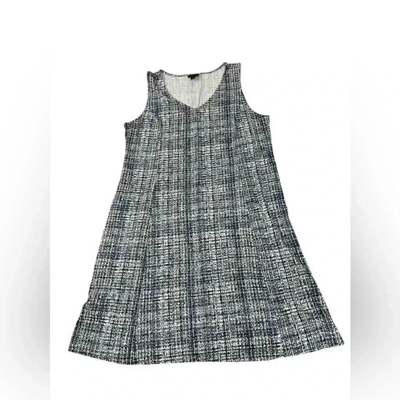 J. Jill Wearever Collection A-Line Dress Tall XL White Black Blue V-Neck - Picture 1 of 8